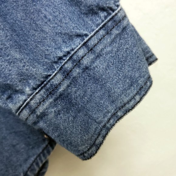 Capacity Women's Denim Blue Jean Black Floral Embroidered Shirt Top Blouse - Picture 5 of 12